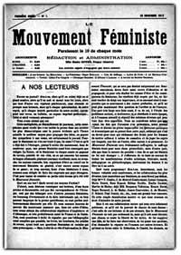 Η πιο παλιά φεμινιστική εφημερίδα στην Ευρώπη. Το πρώτο τεύχος της ”Mouvement féministe” (10 novembre 1912).